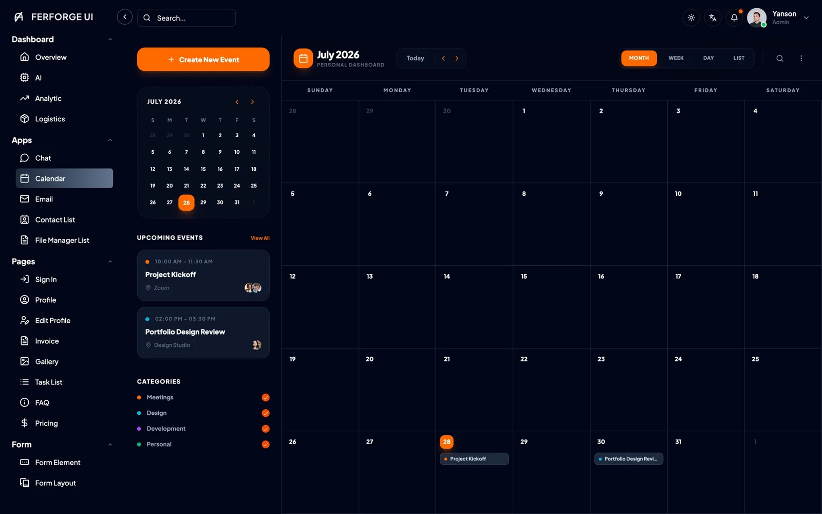 Calendar app
